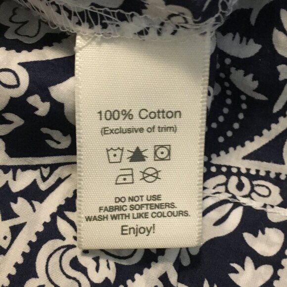 Navy Paisley 100% Cotton Tunic Neck Tank Top - Picture 9 of 13